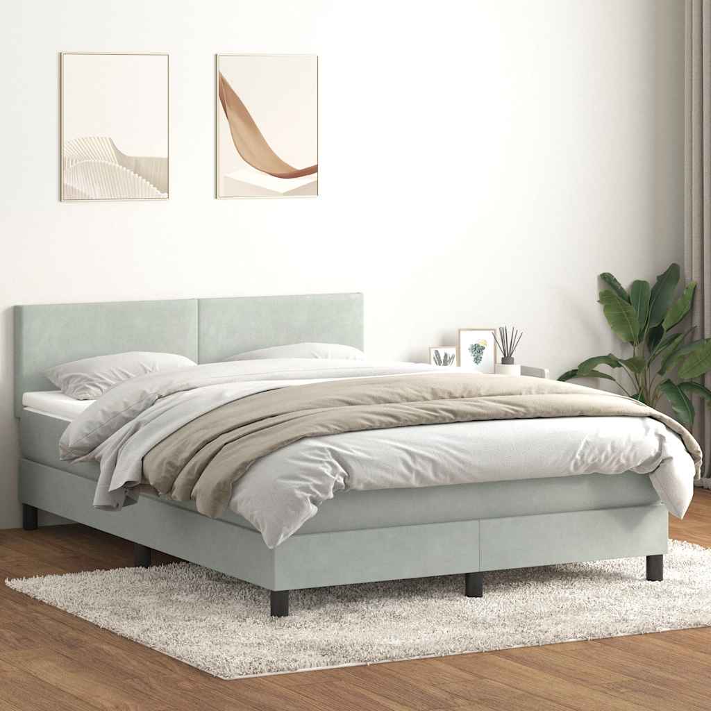 Boxspringbett mit Matratze & LED Hellgrau 160x210 cm Samt
