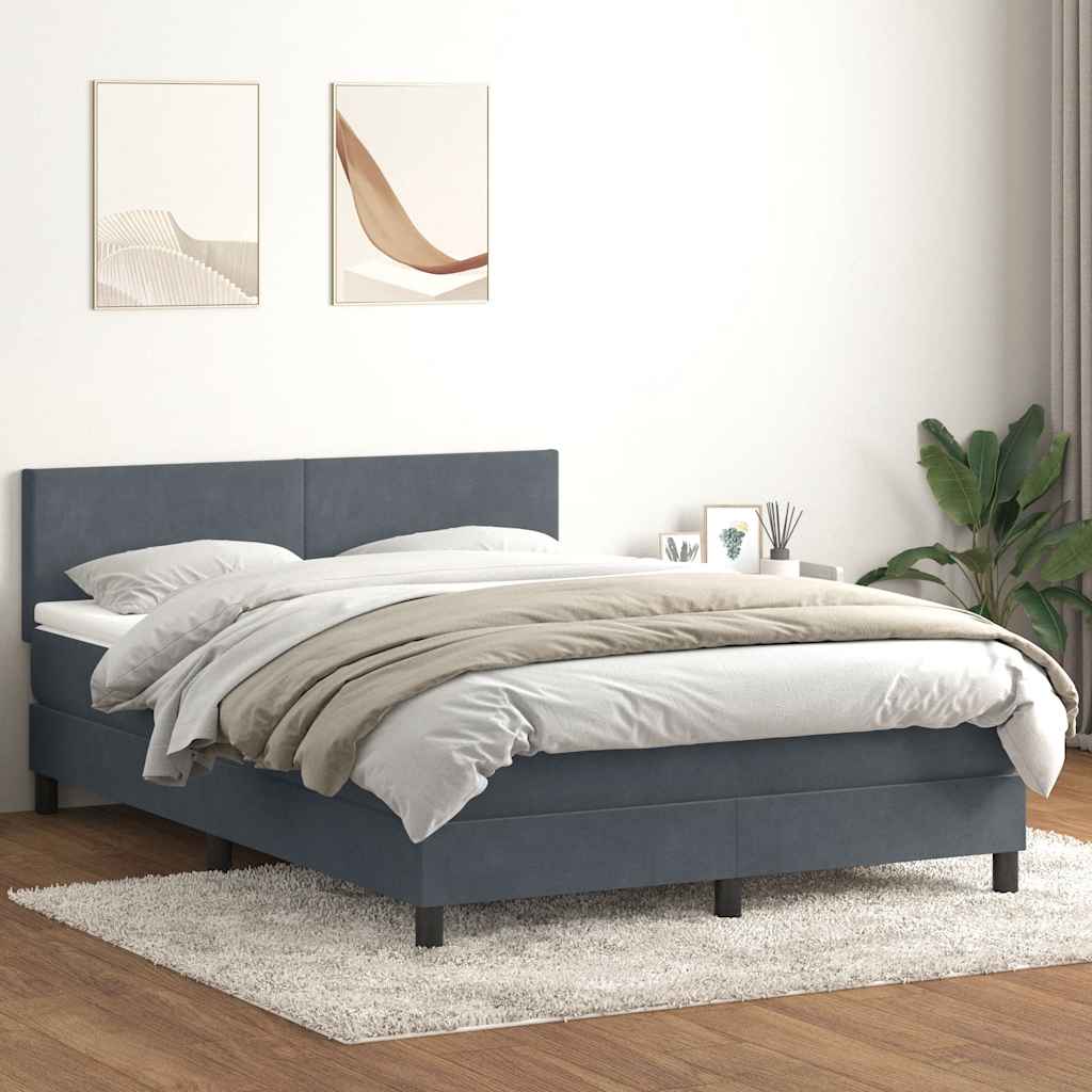 Boxspringbett mit Matratze & LED Dunkelgrau 160x210 cm Samt