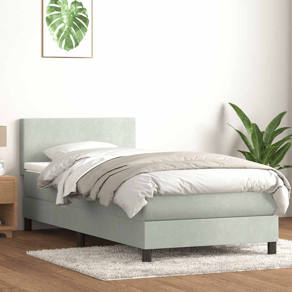 Boxspringbett mit Matratze & LED Hellgrau 80x220 cm Samt