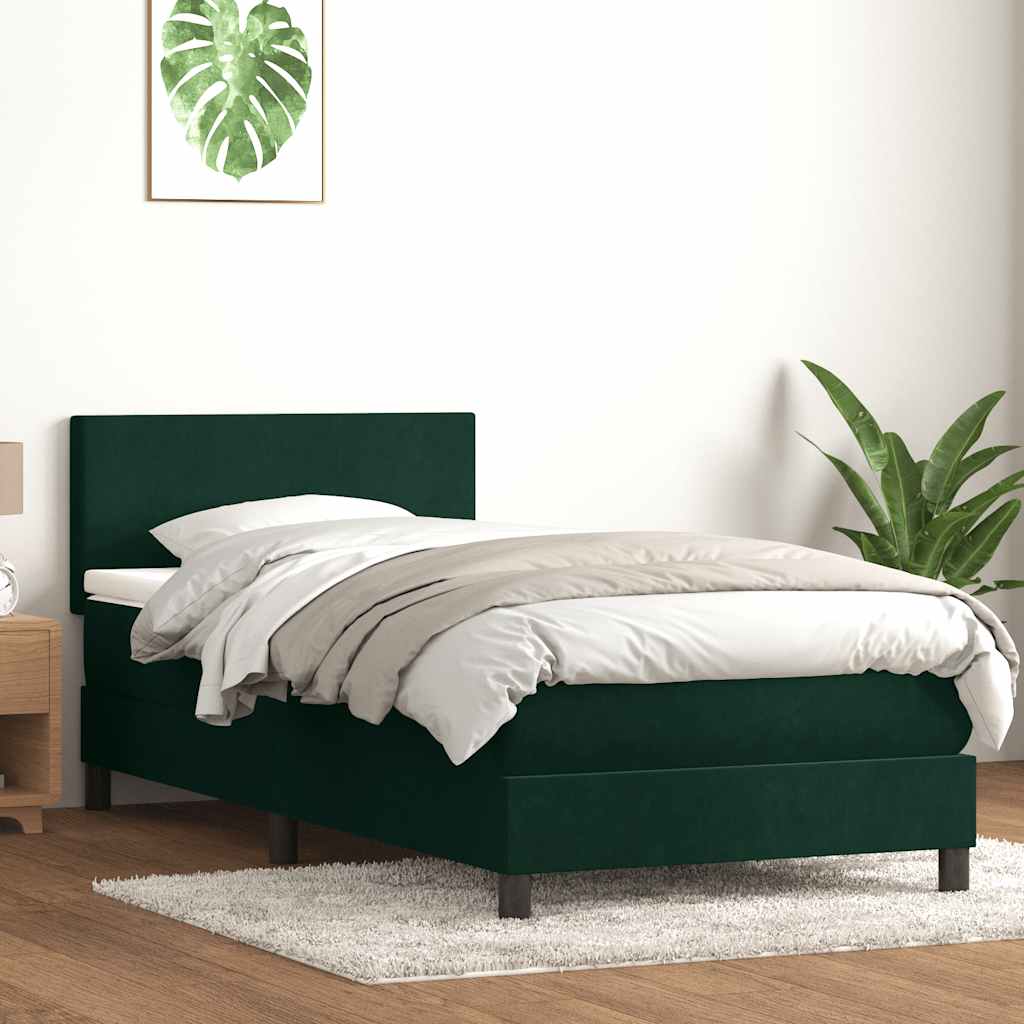 Boxspringbett mit Matratze & LED Dunkelgrün 80x220 cm Samt