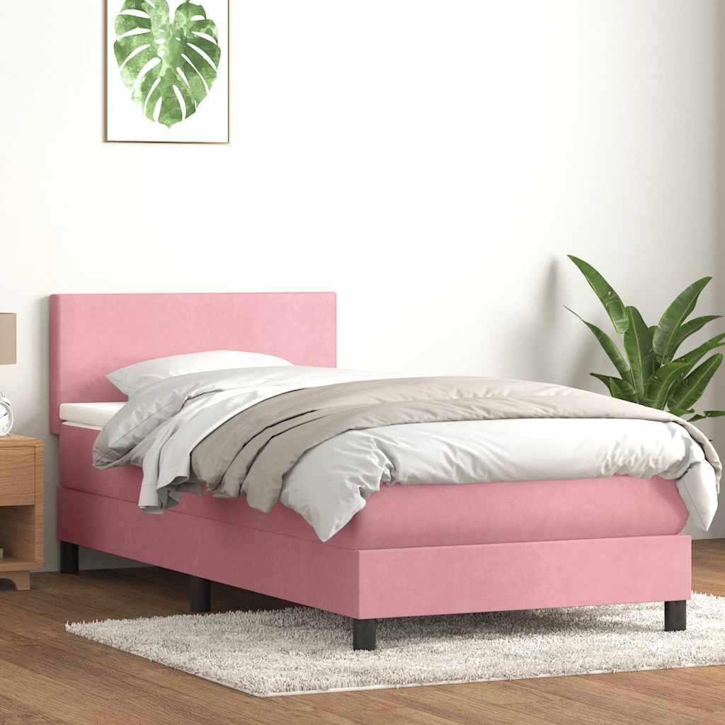 Boxspringbett mit Matratze & LED Rosa 80x220 cm Samt
