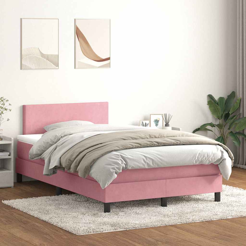 Boxspringbett mit Matratze & LED Rosa 120x220 cm Samt