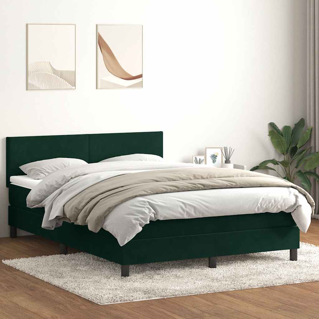 Boxspringbett mit Matratze & LED Dunkelgrün 160x220 cm Samt