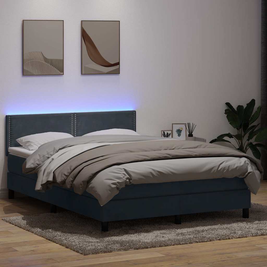 Boxspringbett mit Matratze & LED Dunkelgrau 160x210 cm Samt