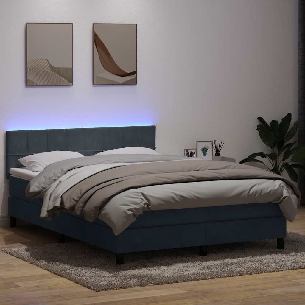 Boxspringbett mit Matratze & LED Dunkelgrau 160x210 cm Samt