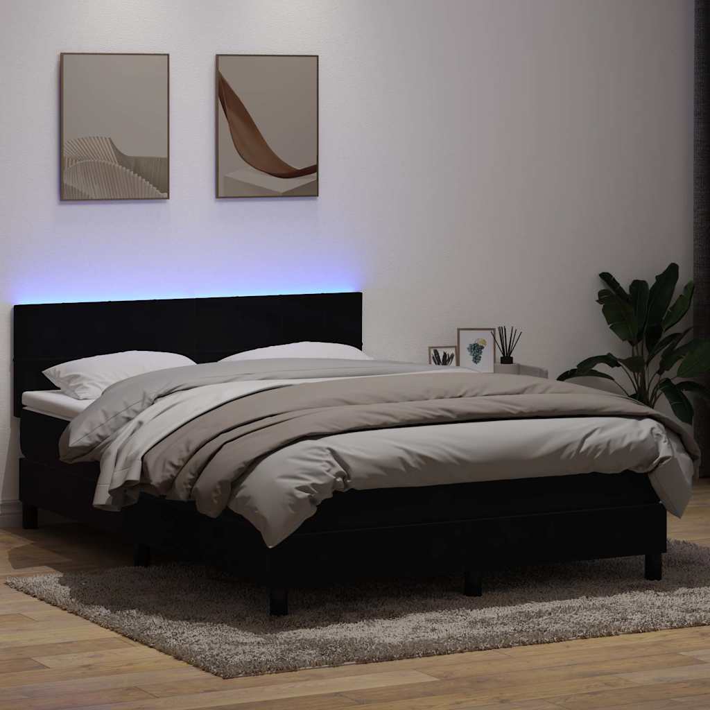Boxspringbett mit Matratze & LED Schwarz 160x210 cm Samt