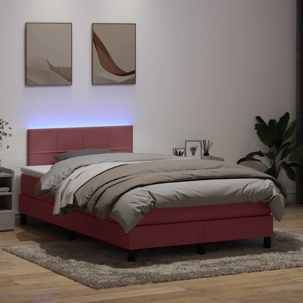 Boxspringbett mit Matratze & LED Rosa 120x220 cm Samt