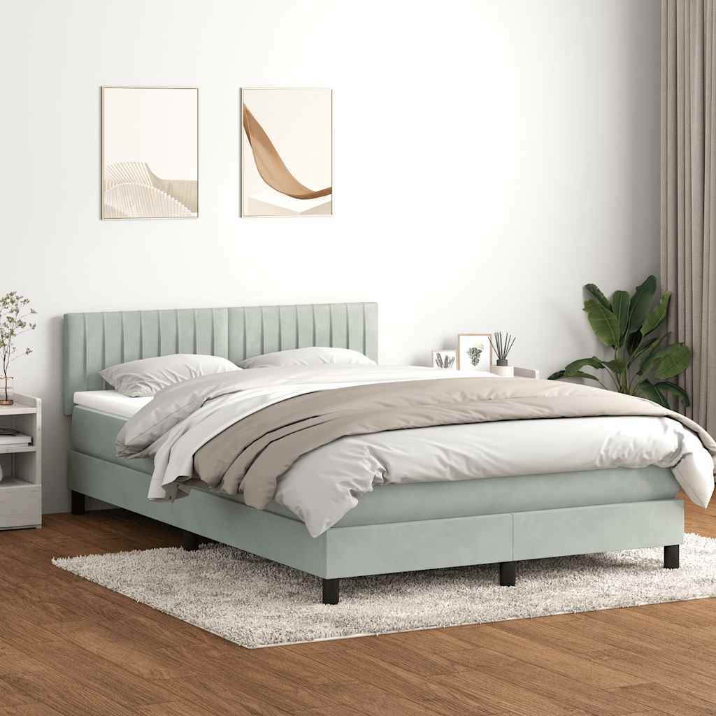 Boxspringbett mit Matratze & LED Hellgrau 160x210 cm Samt