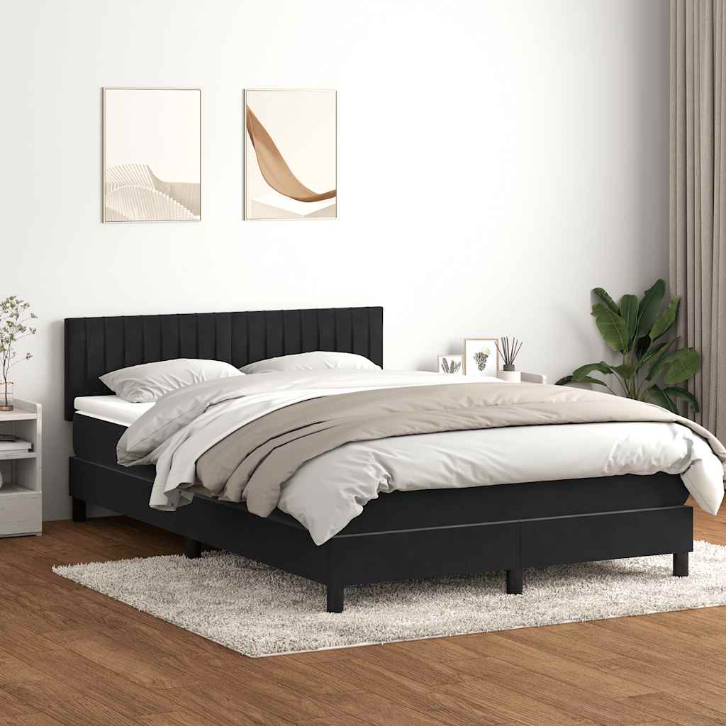 Boxspringbett mit Matratze & LED Schwarz 160x210 cm Samt