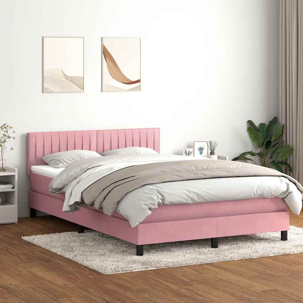 Boxspringbett mit Matratze & LED Rosa 160x210 cm Samt