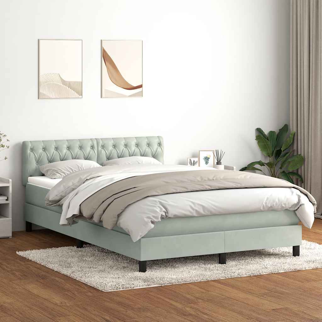 Boxspringbett mit Matratze & LED Hellgrau 160x210 cm Samt