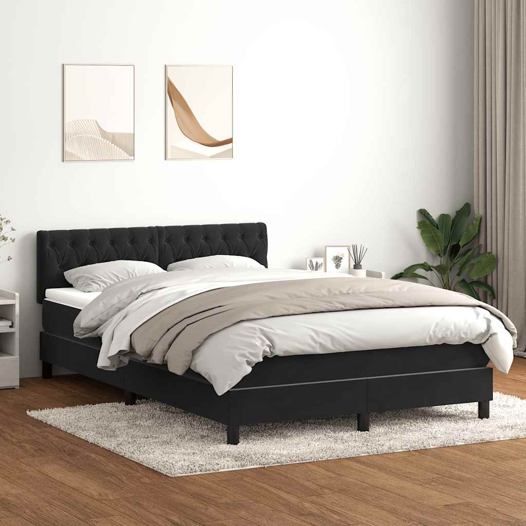 Boxspringbett mit Matratze & LED Schwarz 160x210 cm Samt