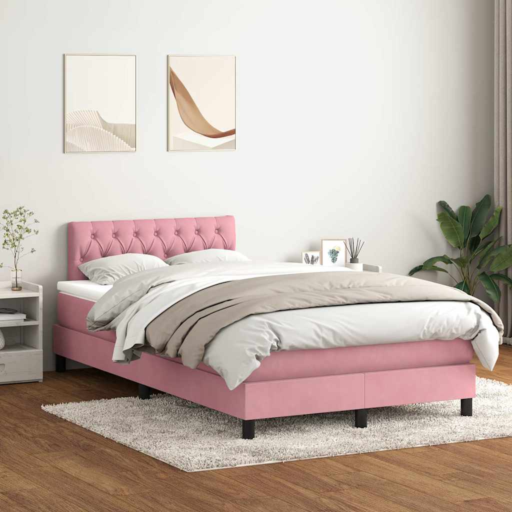 Boxspringbett mit Matratze & LED Rosa 120x220 cm Samt