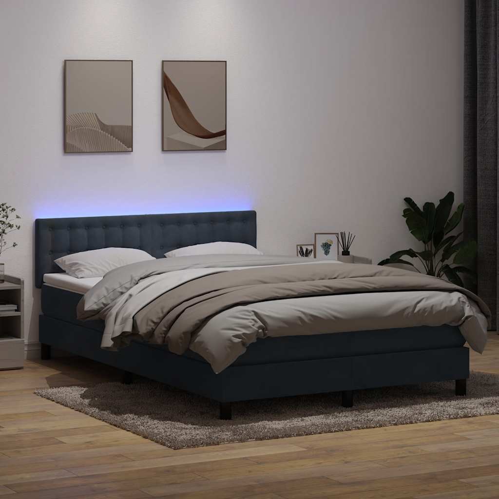 Boxspringbett mit Matratze & LED Dunkelgrau 160x210 cm Samt