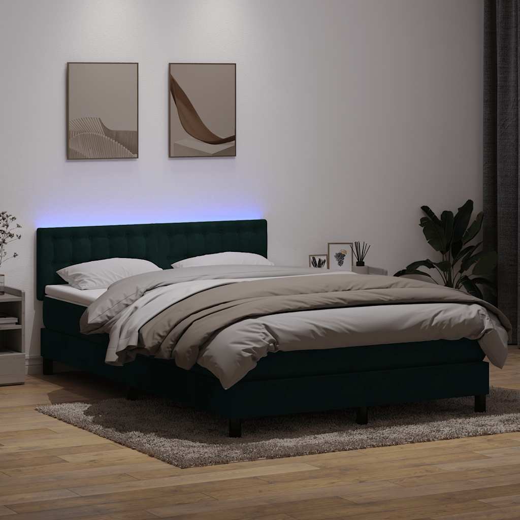 Boxspringbett mit Matratze & LED Dunkelgrün 160x220 cm Samt