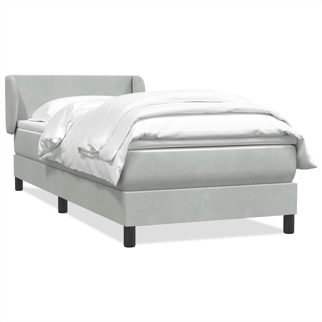 Boxspringbett mit Matratze Hellgrau 80x210 cm Samt