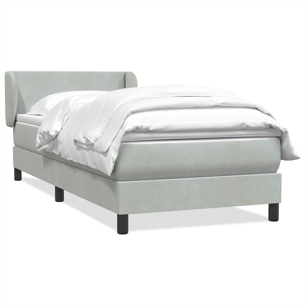 Boxspringbett mit Matratze Hellgrau 80x220 cm Samt