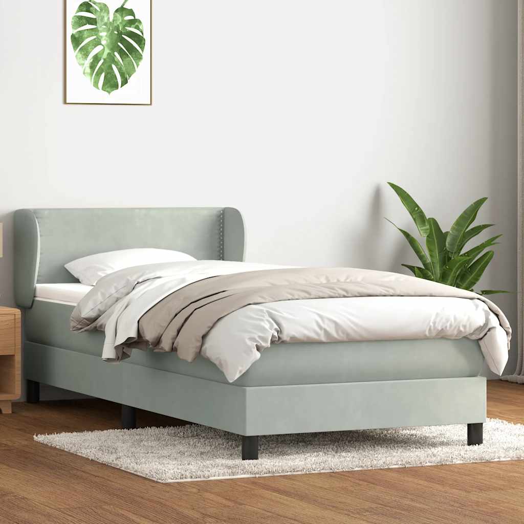 Boxspringbett mit Matratze Hellgrau 80x220 cm Samt