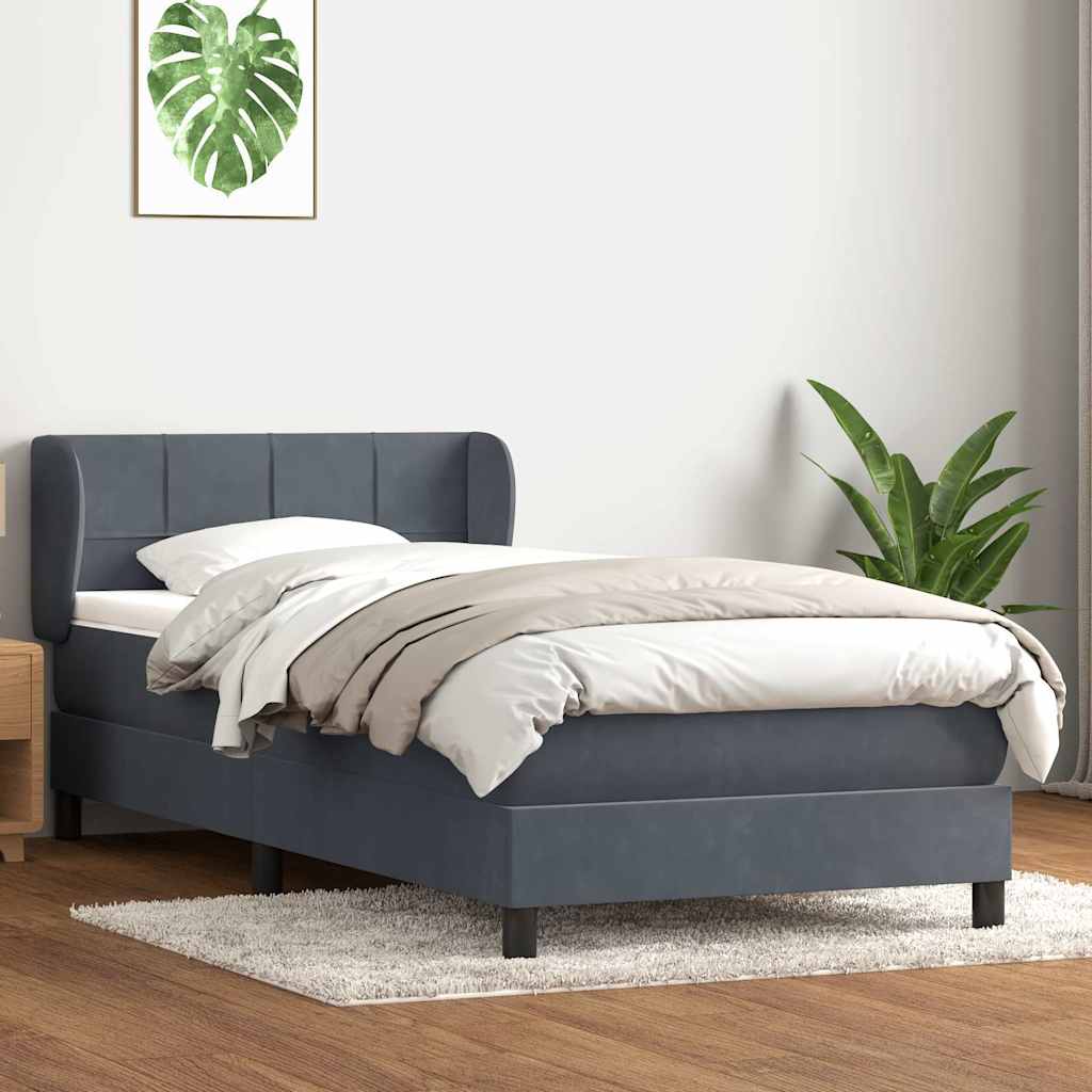 Boxspringbett mit Matratze Dunkelgrau 80x220 cm Samt