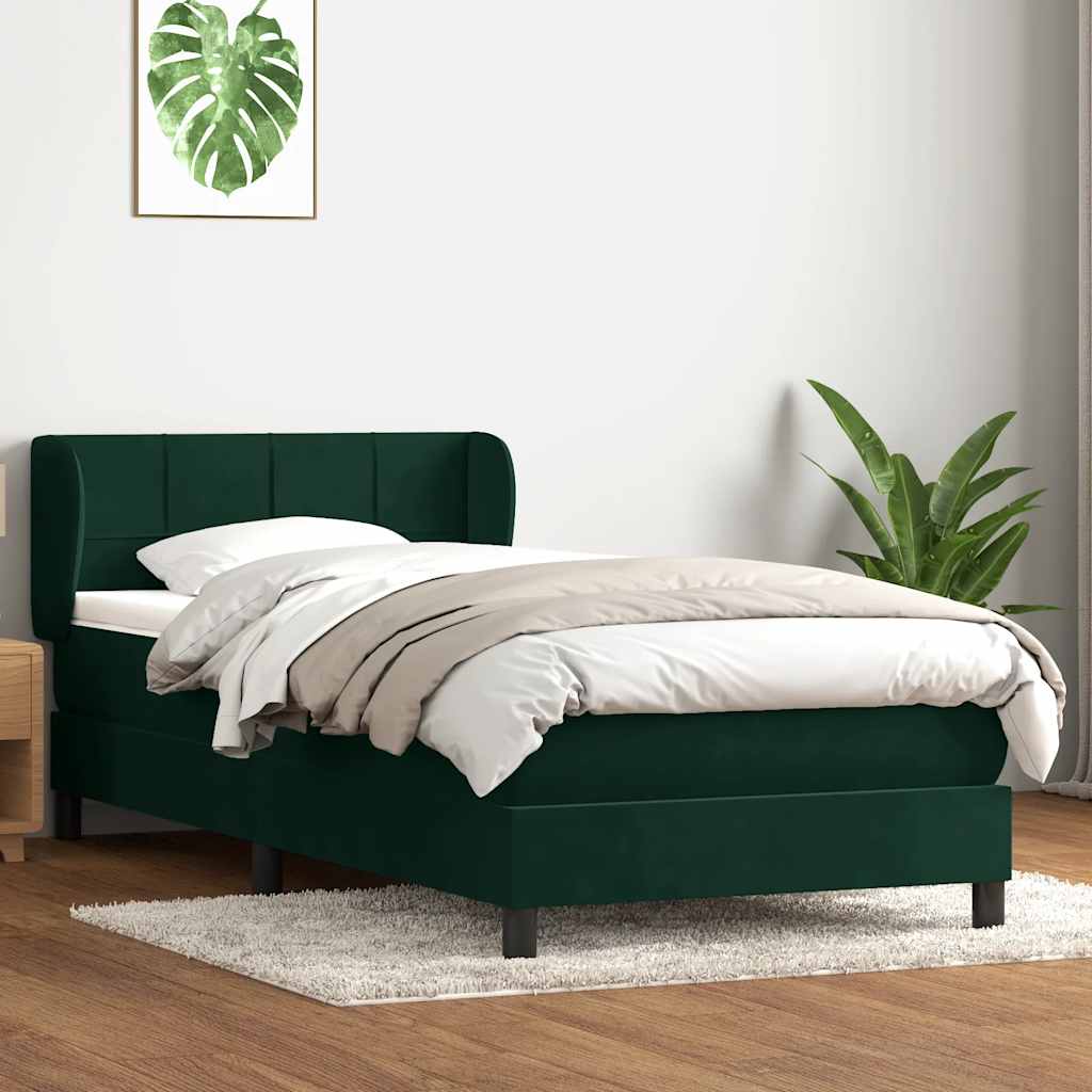 Boxspringbett mit Matratze Dunkelgrün 80x220 cm Samt