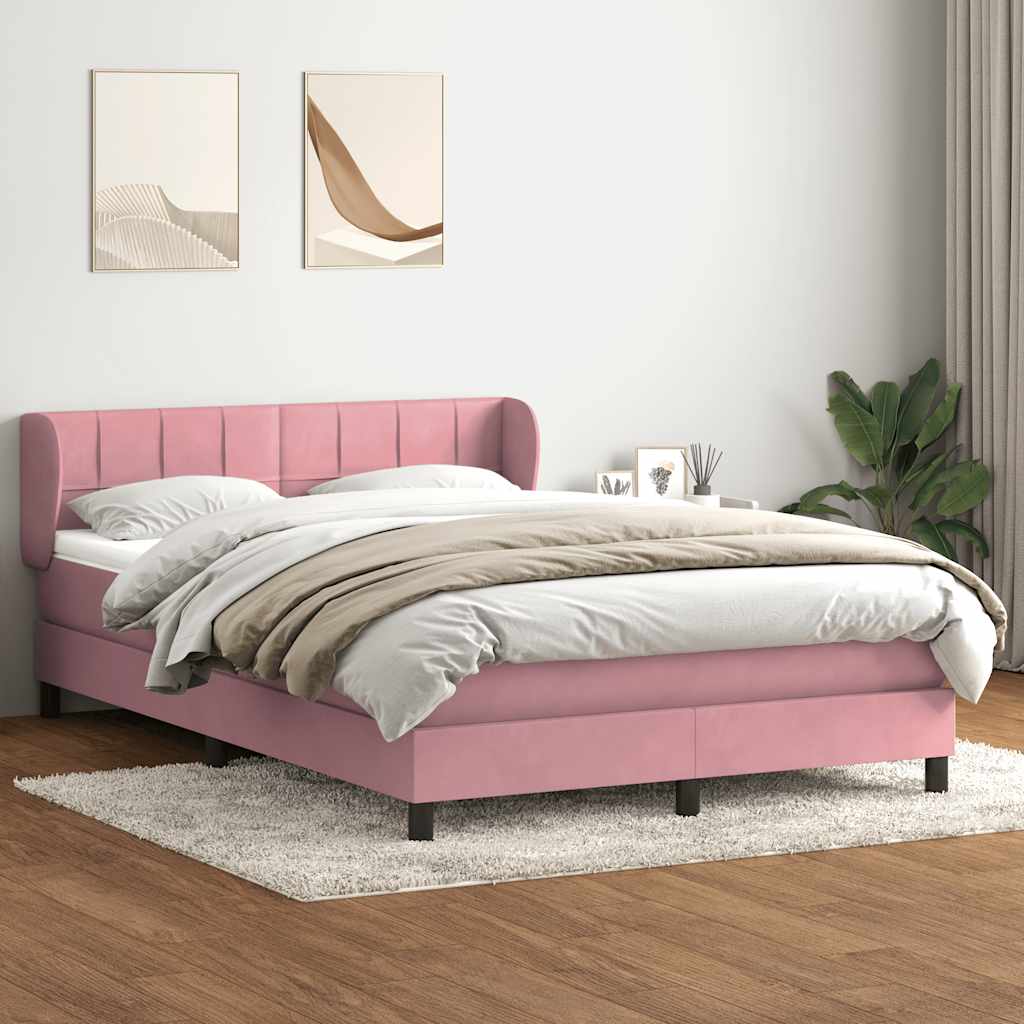 Boxspringbett mit Matratze Rosa 140x220 cm Samt