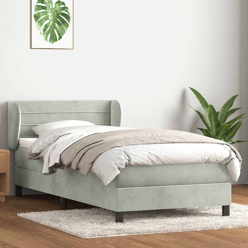 Boxspringbett mit Matratze Hellgrau 80x210 cm Samt
