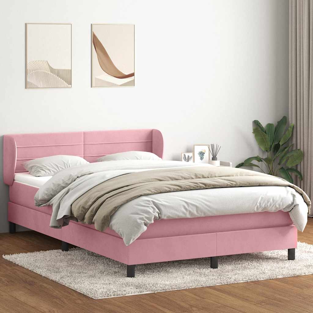 Boxspringbett mit Matratze Rosa 140x210 cm Samt