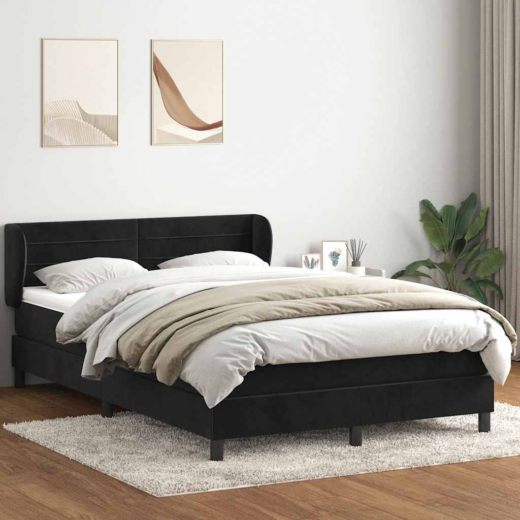 Boxspringbett mit Matratze Schwarz 160x210 cm Samt