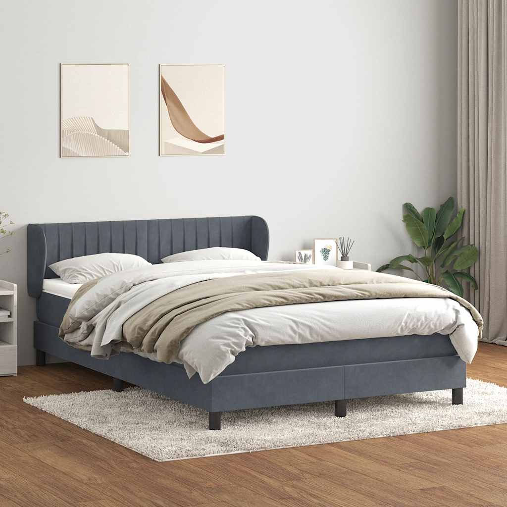 Boxspringbett mit Matratze Dunkelgrau 160x210 cm Samt