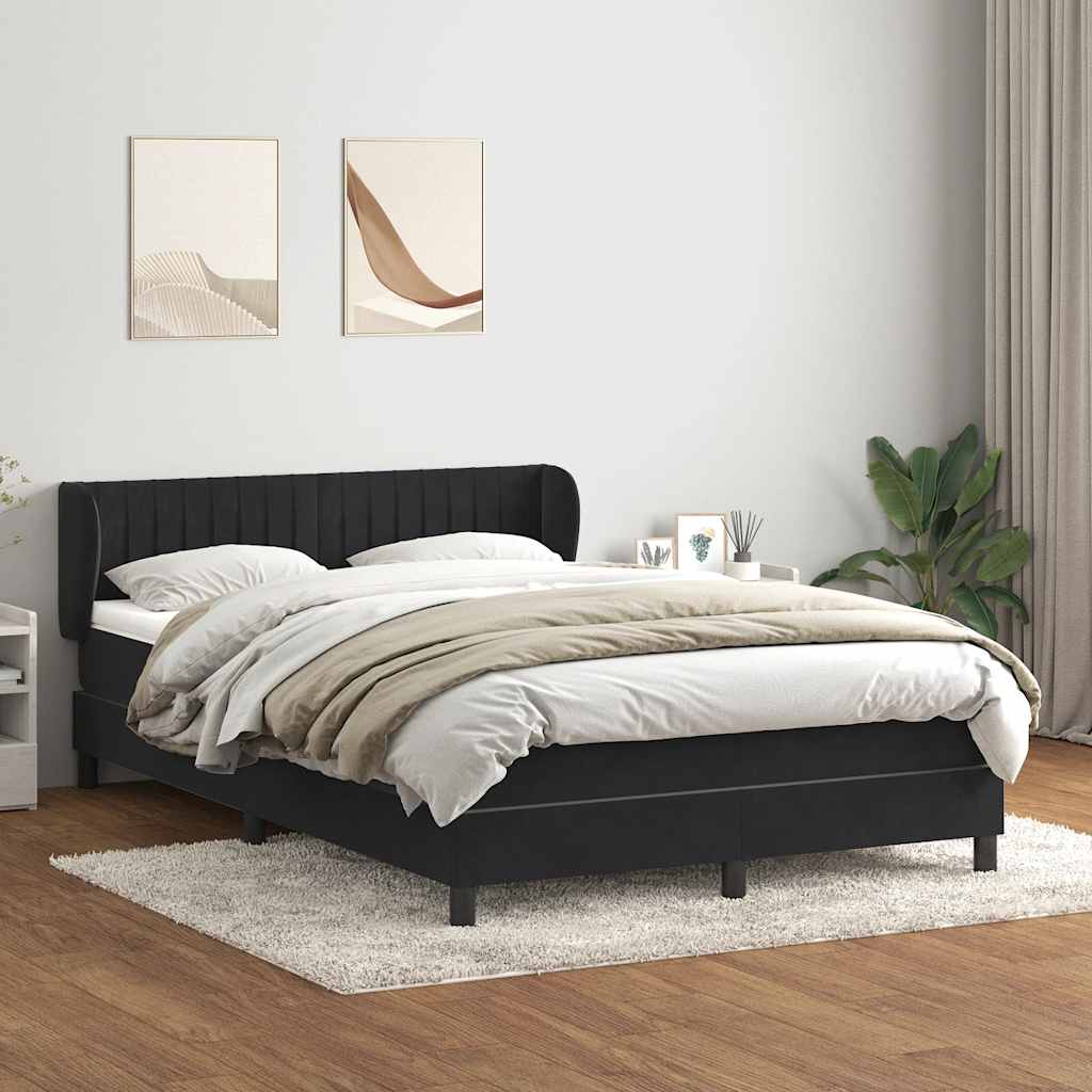 Boxspringbett mit Matratze Schwarz 160x210 cm Samt