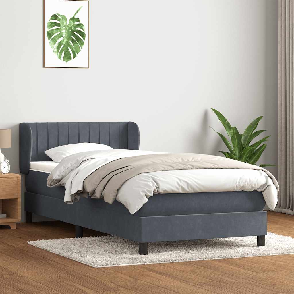 Boxspringbett mit Matratze Dunkelgrau 80x220 cm Samt