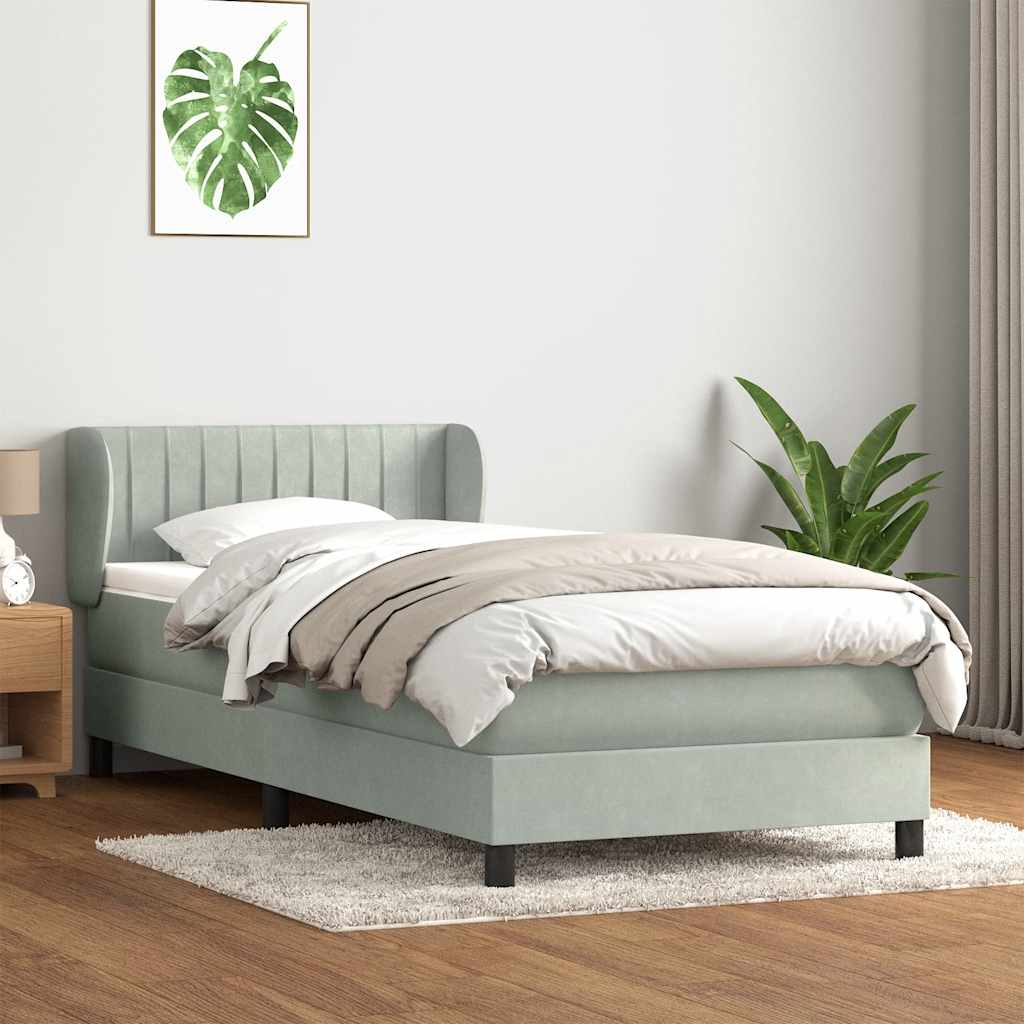 Boxspringbett mit Matratze Hellgrau 90x220 cm Samt
