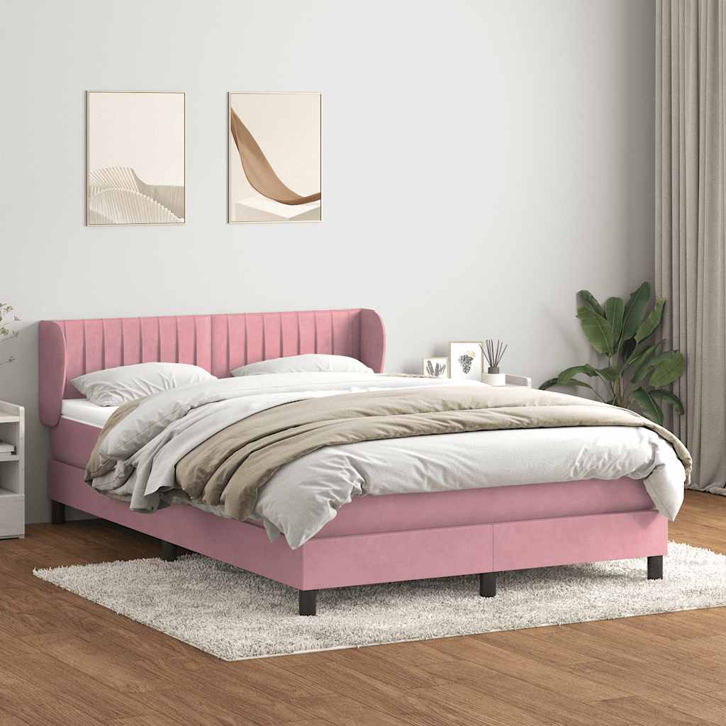 Boxspringbett mit Matratze Rosa 140x220 cm Samt