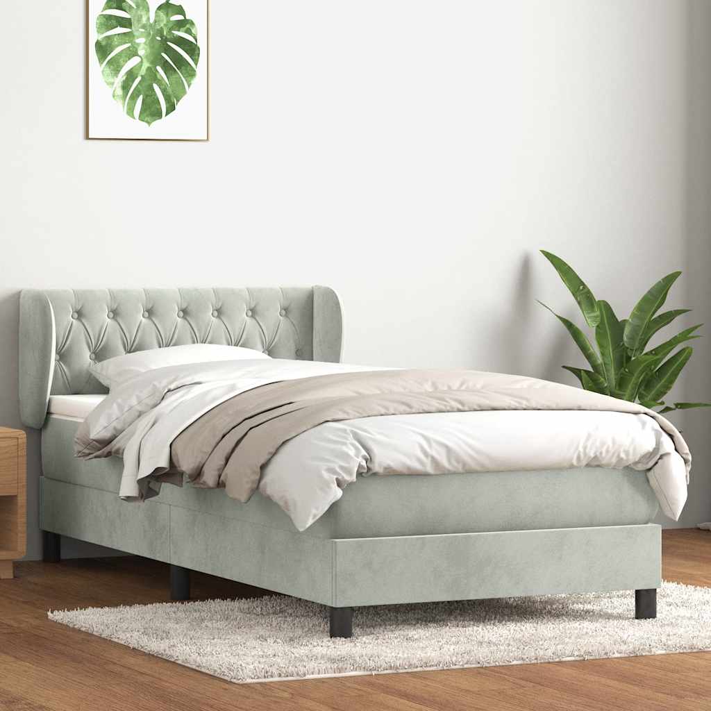 Boxspringbett mit Matratze Hellgrau 80x210 cm Samt
