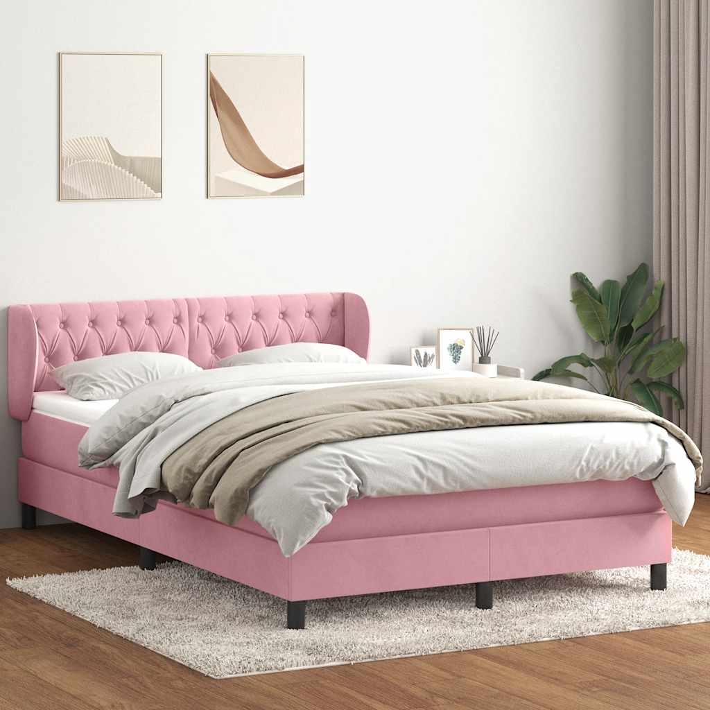 Boxspringbett mit Matratze Rosa 140x210 cm Samt