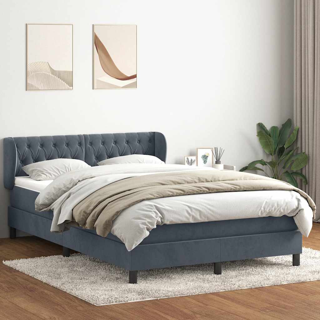 Boxspringbett mit Matratze Dunkelgrau 160x210 cm Samt