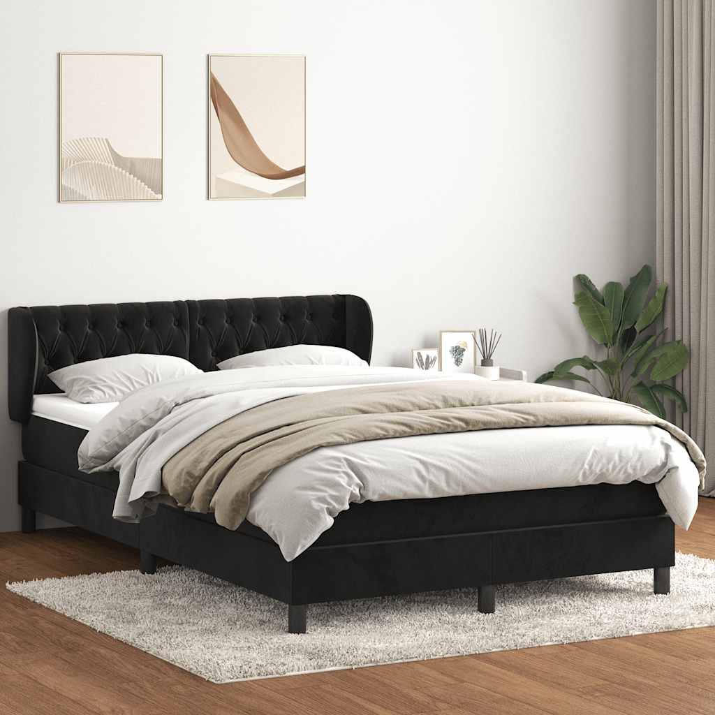 Boxspringbett mit Matratze Schwarz 160x210 cm Samt