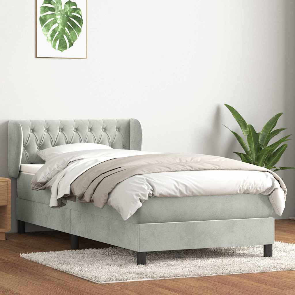 Boxspringbett mit Matratze Hellgrau 80x220 cm Samt