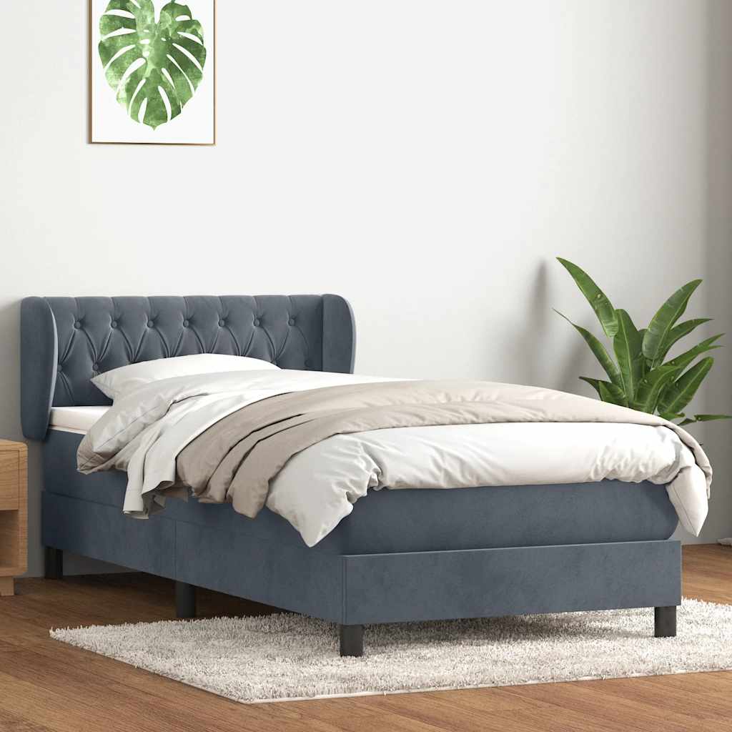 Boxspringbett mit Matratze Dunkelgrau 80x220 cm Samt