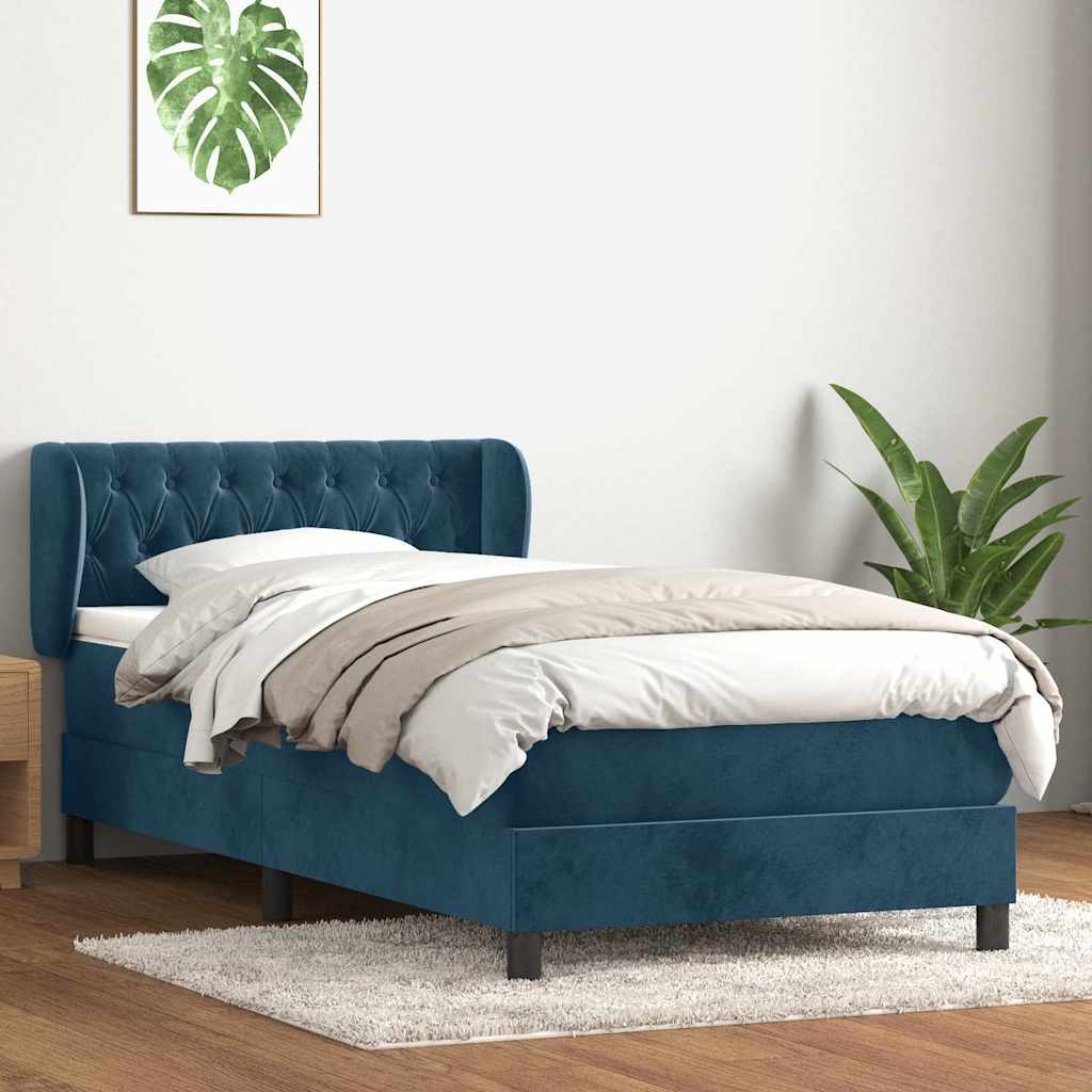 Boxspringbett mit Matratze Dunkelblau 80x220 cm Samt