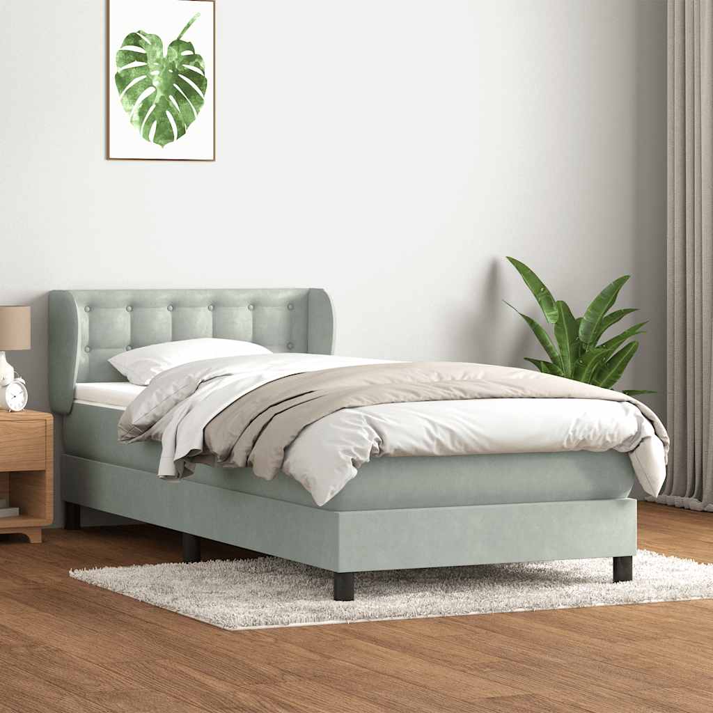 Boxspringbett mit Matratze Hellgrau 80x210 cm Samt