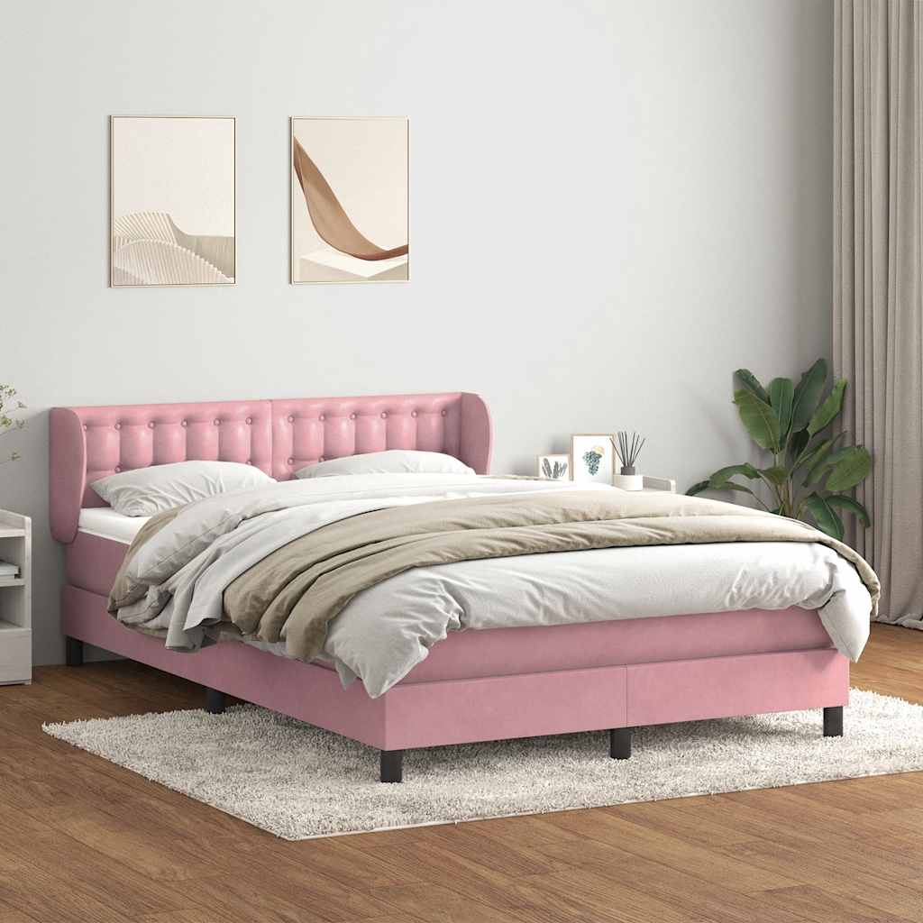 Boxspringbett mit Matratze Rosa 160x210 cm Samt