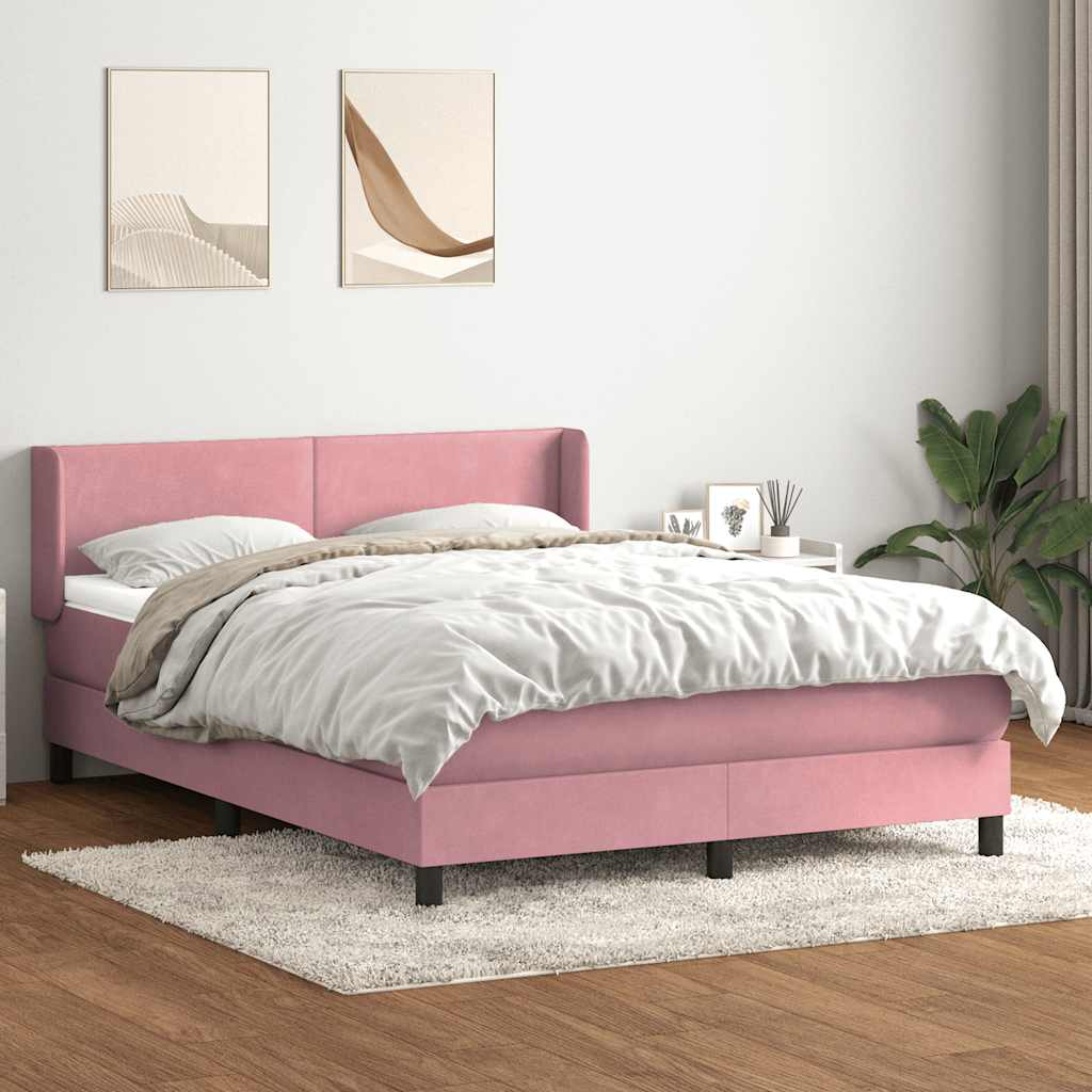 Boxspringbett mit Matratze Rosa 140x210 cm Samt