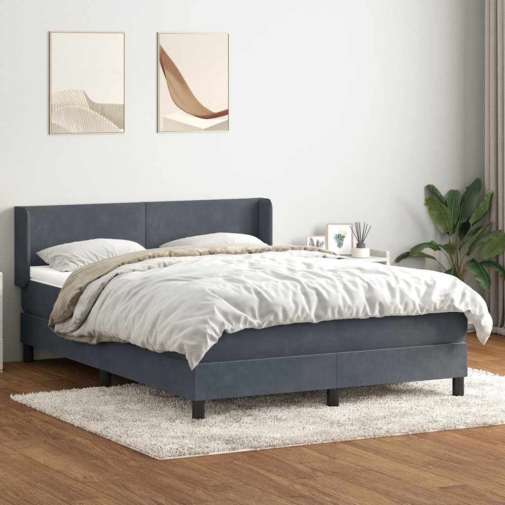 Boxspringbett mit Matratze Dunkelgrau 160x210 cm Samt