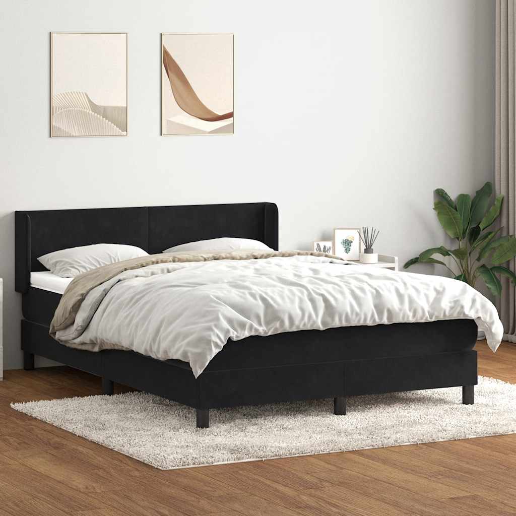 Boxspringbett mit Matratze Schwarz 160x210 cm Samt