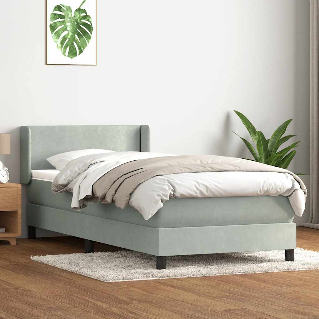 Boxspringbett mit Matratze Hellgrau 90x220 cm Samt