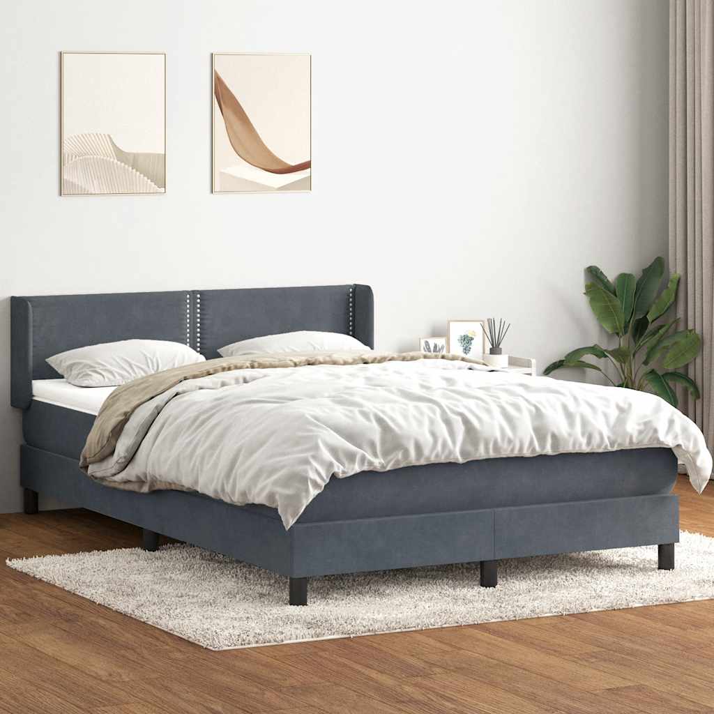 Boxspringbett mit Matratze Dunkelgrau 160x210 cm Samt