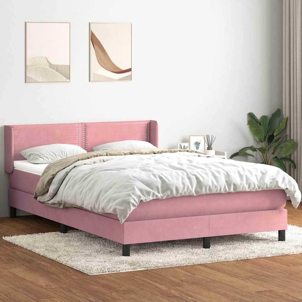 Boxspringbett mit Matratze Rosa 160x210 cm Samt