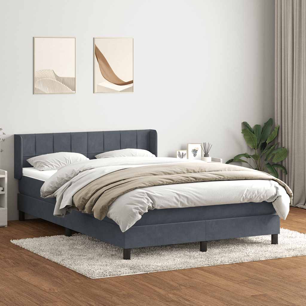 Boxspringbett mit Matratze Dunkelgrau 160x210 cm Samt