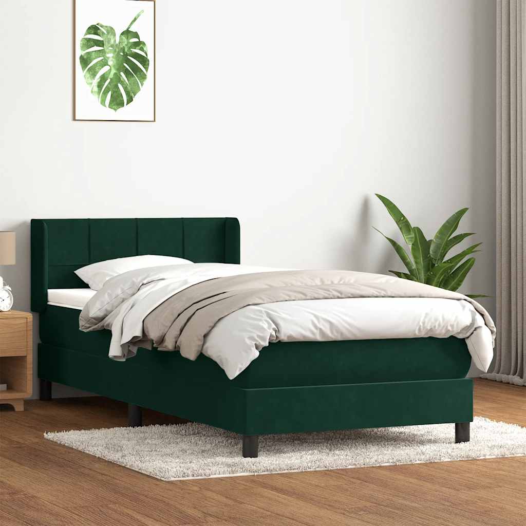 Boxspringbett mit Matratze Dunkelgrün 80x220 cm Samt